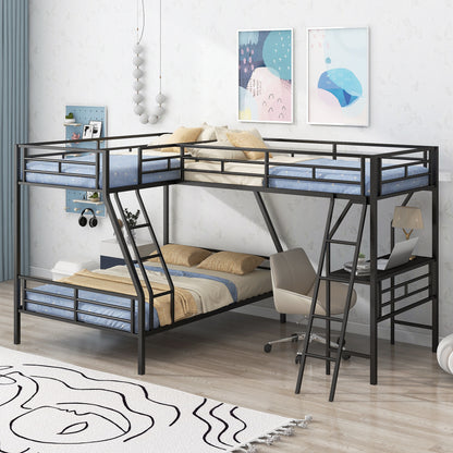 Luminous Lair Metal Twin Loft Bed with Desk
