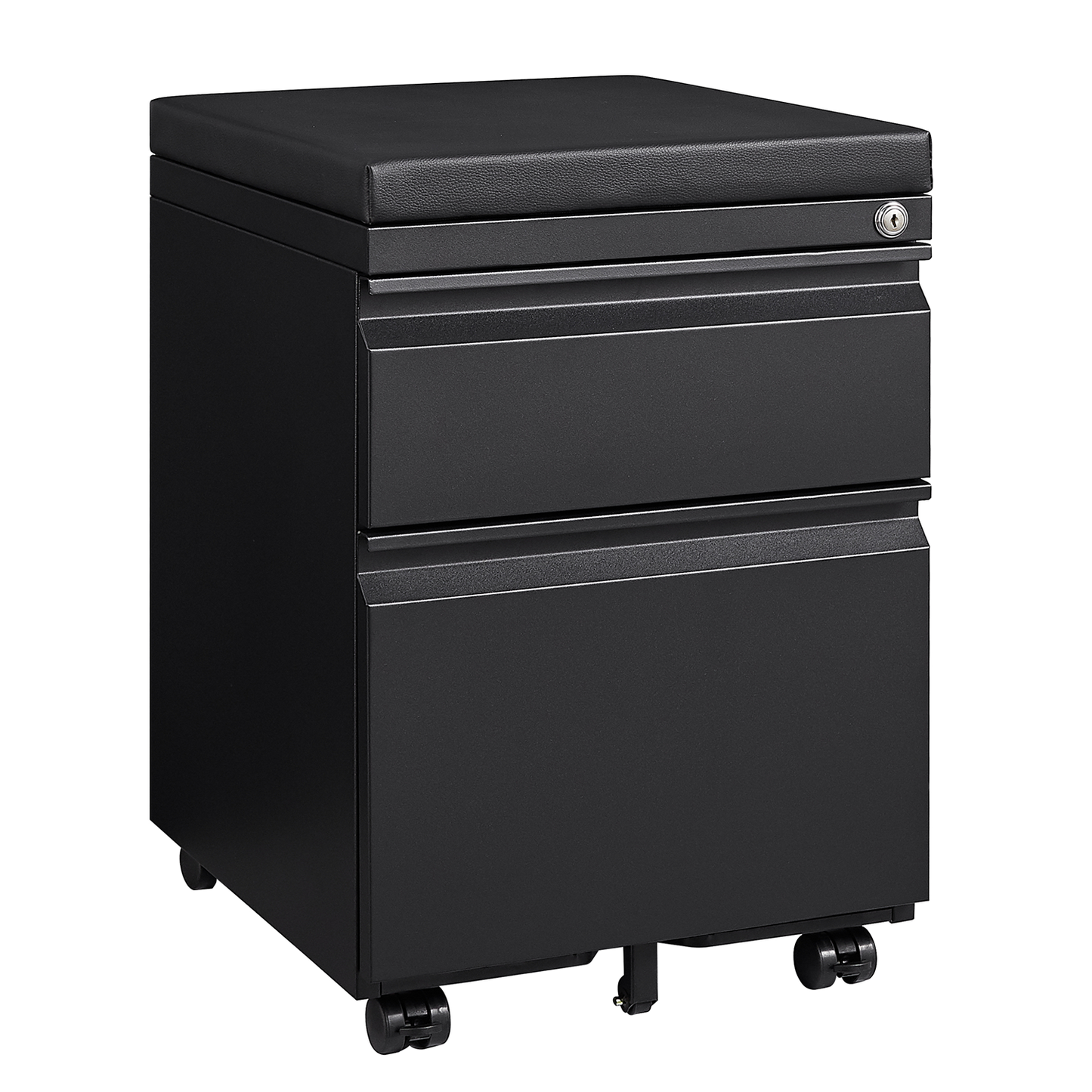 Swift Lock Mobile Storage Cabinet With Leather Cushion - Black