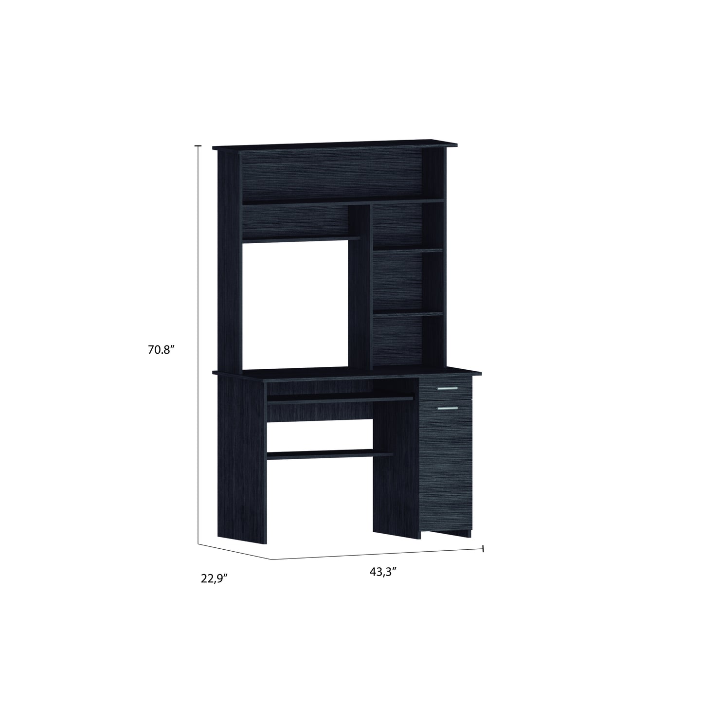Smokey Oak 2-Drawer 7-Shelf Computer Desk with Hutch