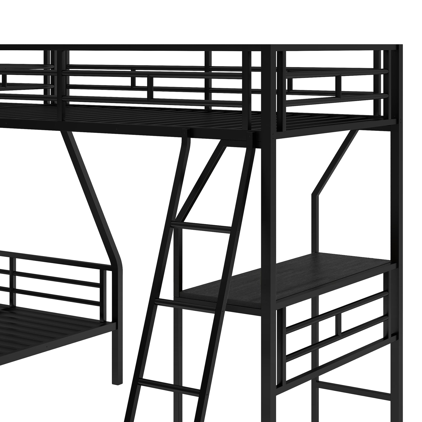 Luminous Lair Metal Twin Loft Bed with Desk