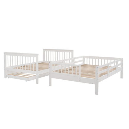 Dreamscape Twin Trundle Bunk Bed with Storage and Guard Rail - Snow White