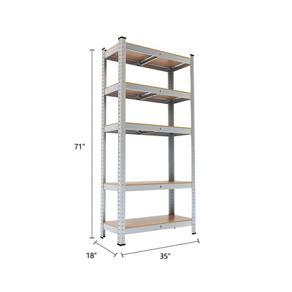 Silver Max Storage 5-Tier Utility Shelves - M