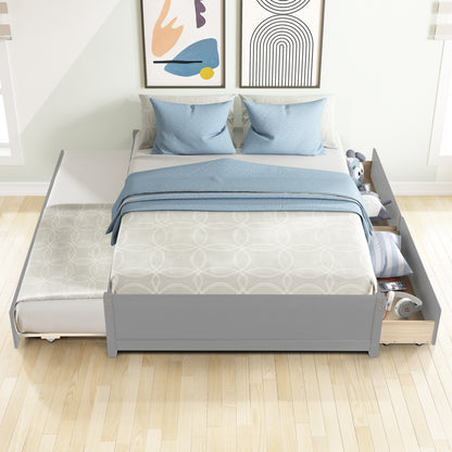 Trundle Max Twin Bed with Storage Drawers - Gray