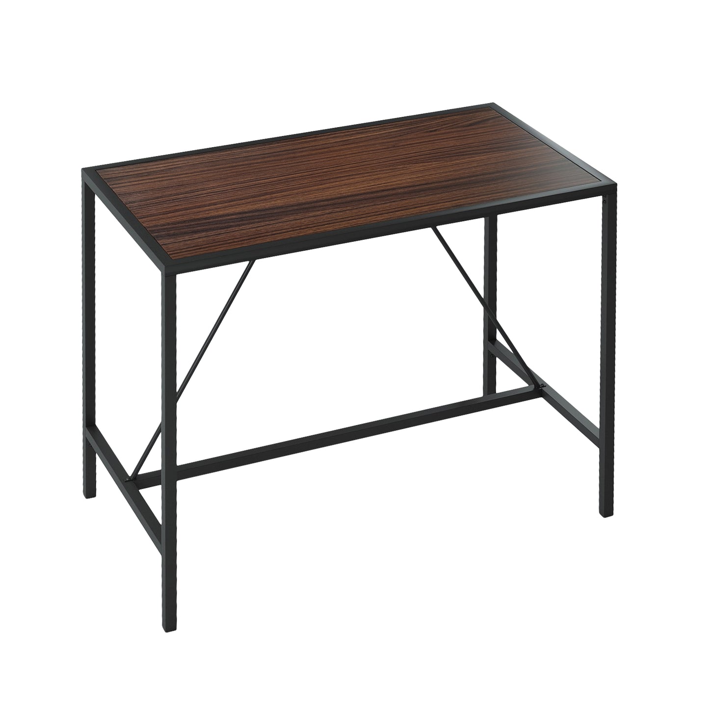 Elegant Walnut Metal Pub Dining Table