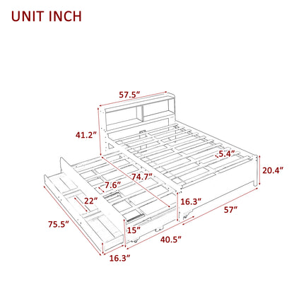 White Haven Full Bed with Bookcase, Twin Trundle, and Drawers