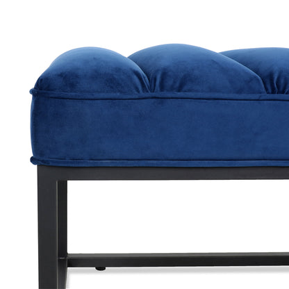 Metal Base Upholstered Bench - Navy Blue