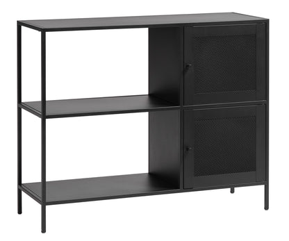 Cabinet with 2 Metal Mesh Doors and Versatile Storage Bookcase