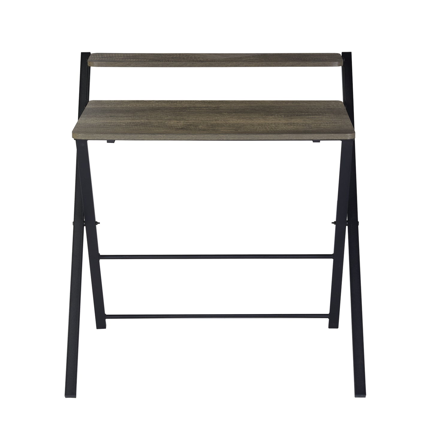Foldable desk with tier - Walnut & Black