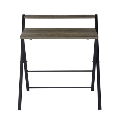 Foldable desk with tier - Walnut & Black