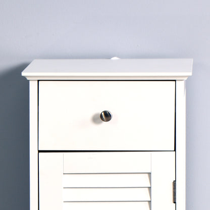 Elegant White Wood Bathroom Cabinet Set