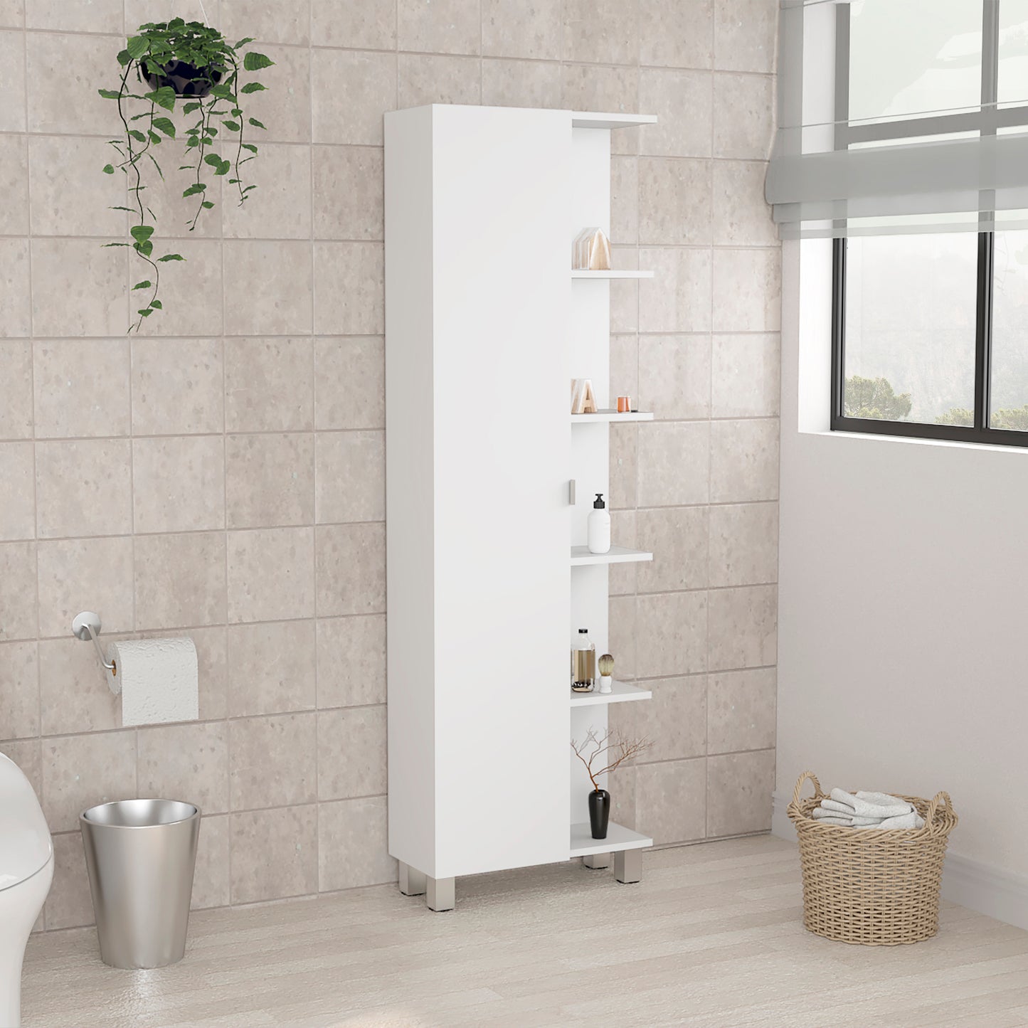 Urano Corner Linen Cabinet - White