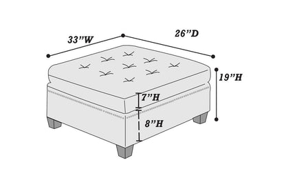 Tufted Fabric Ottoman - Grey