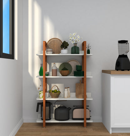 Multifuction Bookcase with Solid Wood Frame - Brown