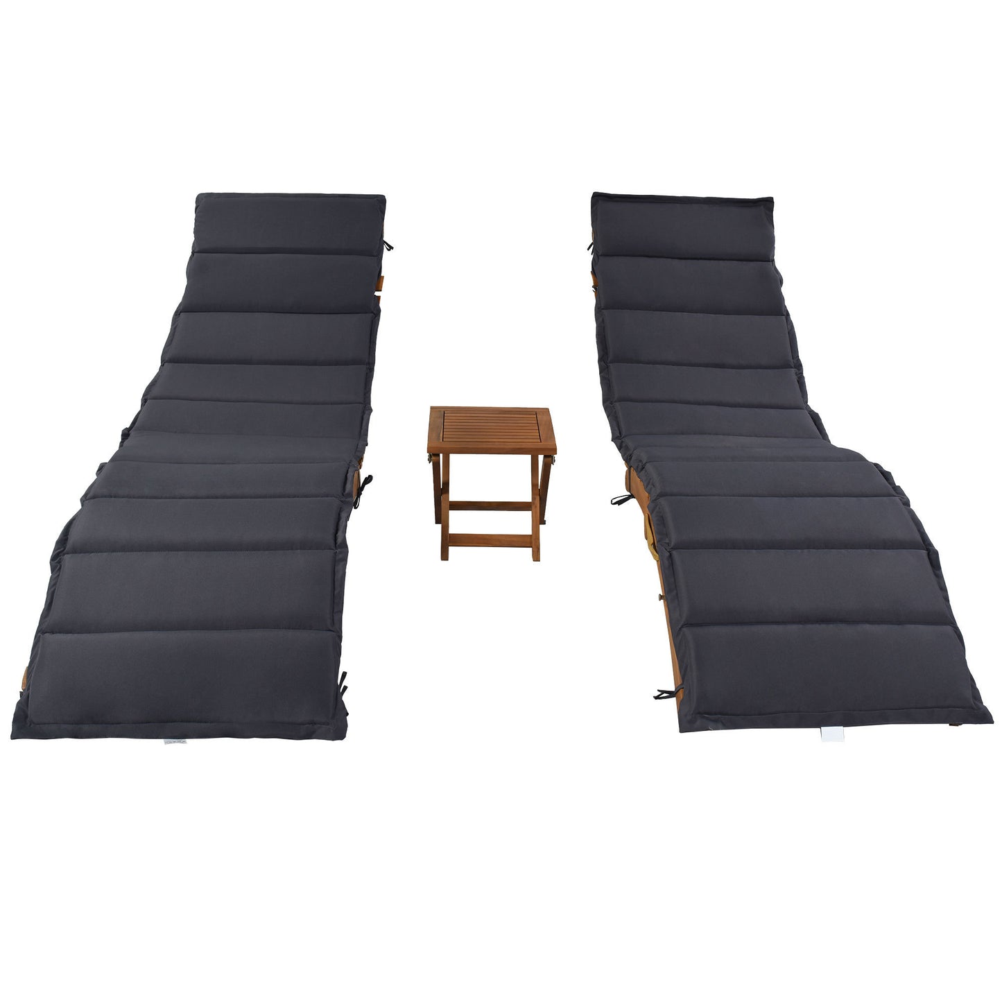 Elevate Lounge Outdoor Patio Wood Portable Extended Chaise Lounge Set - Gray