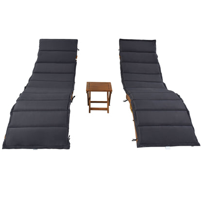 Elevate Lounge Outdoor Patio Wood Portable Extended Chaise Lounge Set - Gray