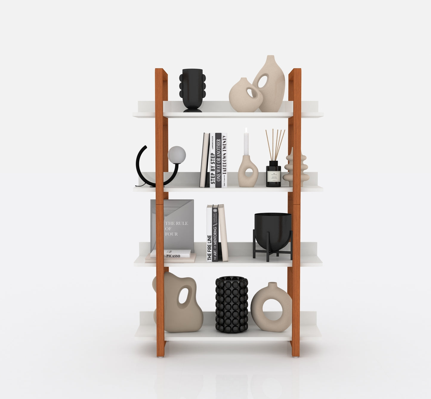 Multifuction Bookcase with Solid Wood Frame - Brown