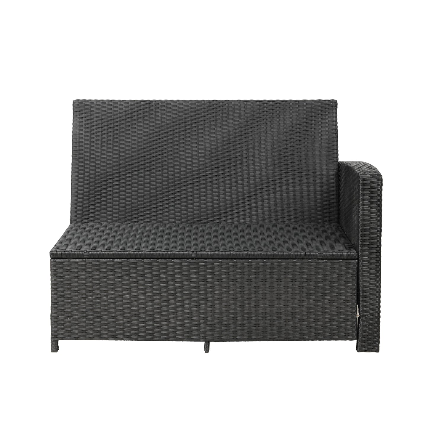 Elegant Oasis 6-Piece Outdoor Patio Furniture Set with Glass Table and Ottomans (Black)