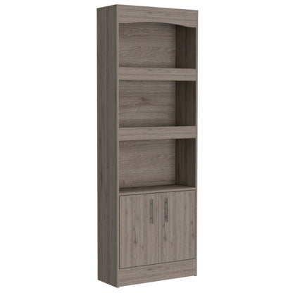 Detroit 2 Piece Office Set, Dozza Bookcase + Aramis Desk - Light Gray