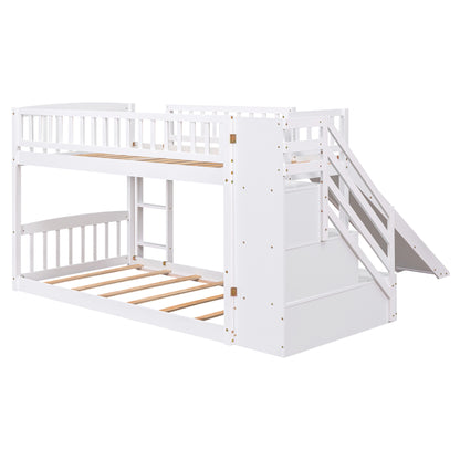 Dreamscape Twin over Twin Bunk Bed with Storage and Slide, Snow White