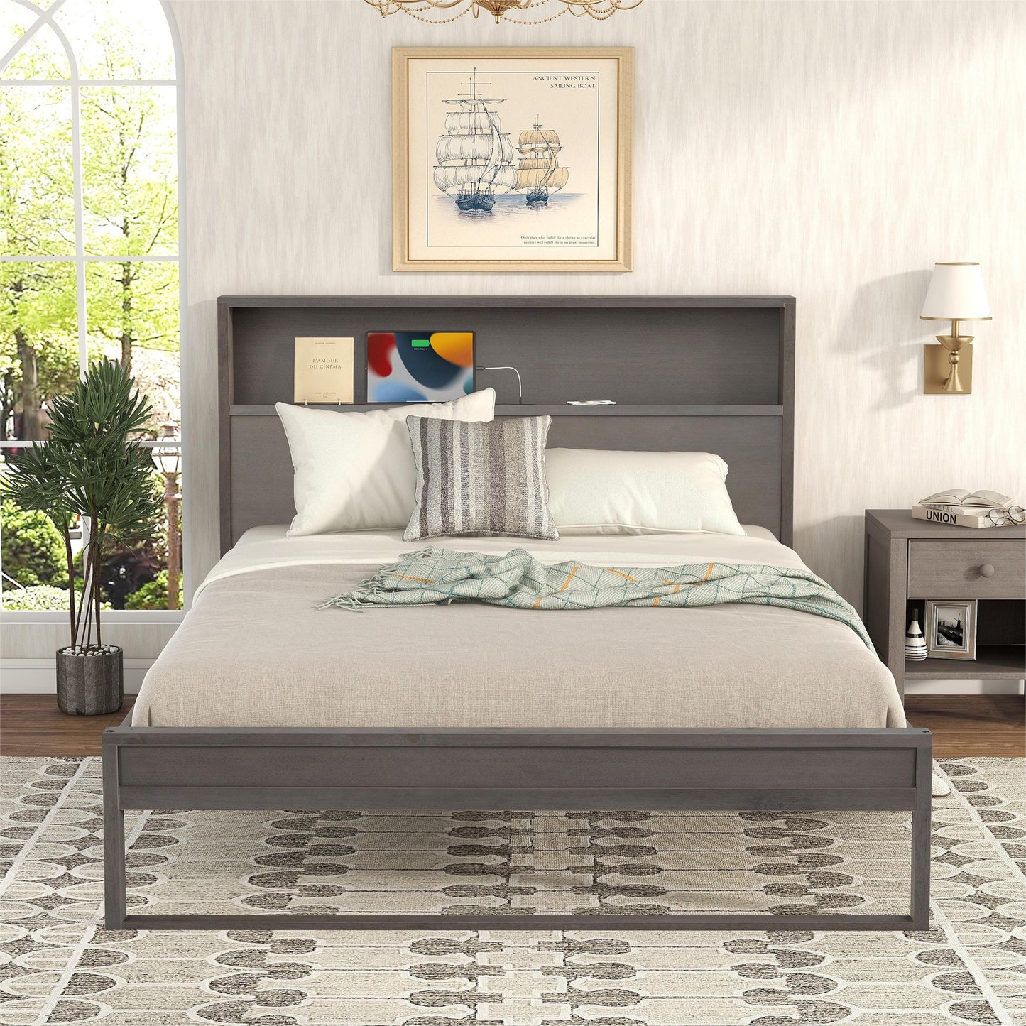 ElegantRest Queen Platform Bed