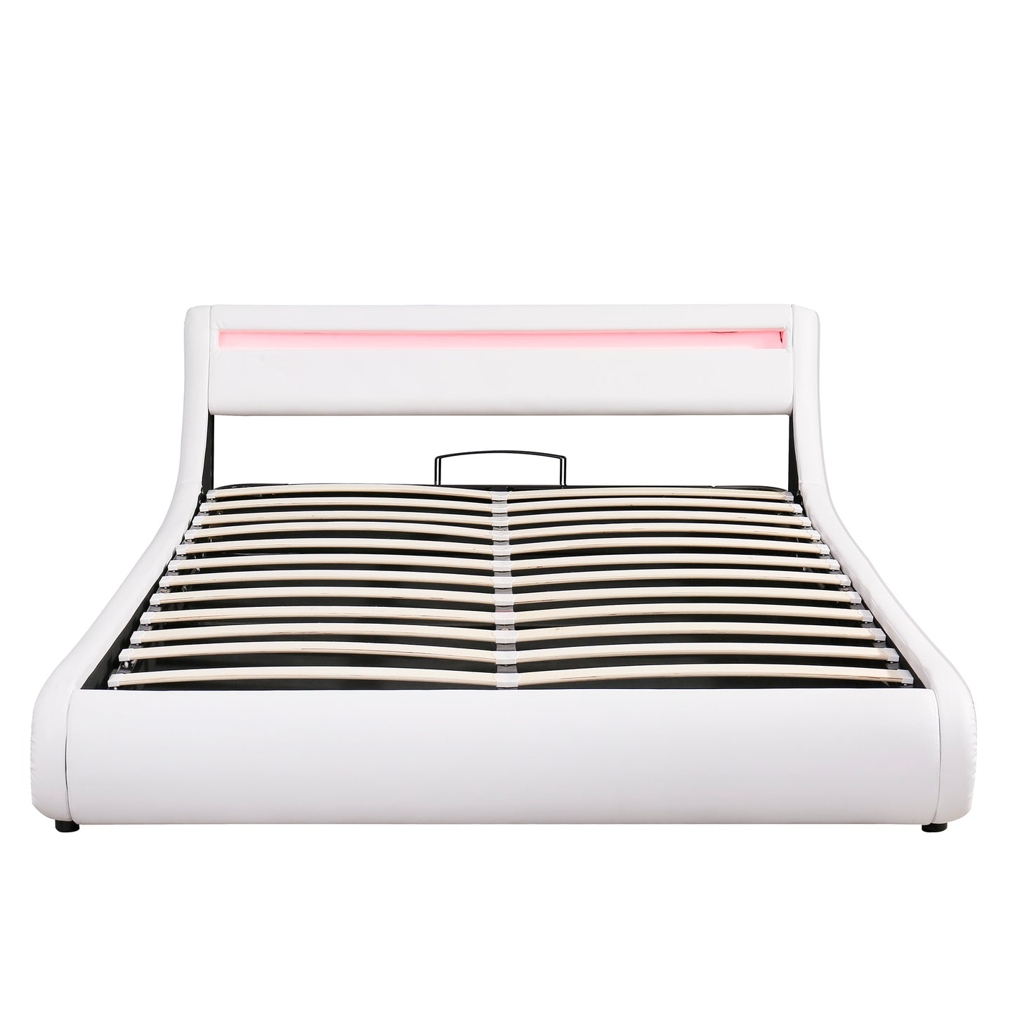 Farah Queen Size Storage Platform Bed w Hydraulic System - White
