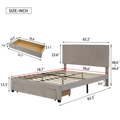 Xavier Twin Size Storage Bed Metal Platform Bed with Drawer - Beige