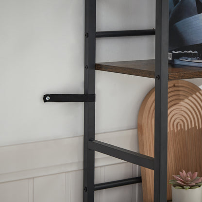 Triple Wide 5-shelf Bookshelves Industrial Retro Wooden Style - Rustic Brown
