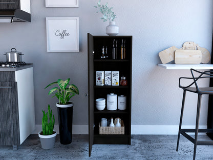 Belleria Single Door Pantry with Four Interior Shelves  - Black