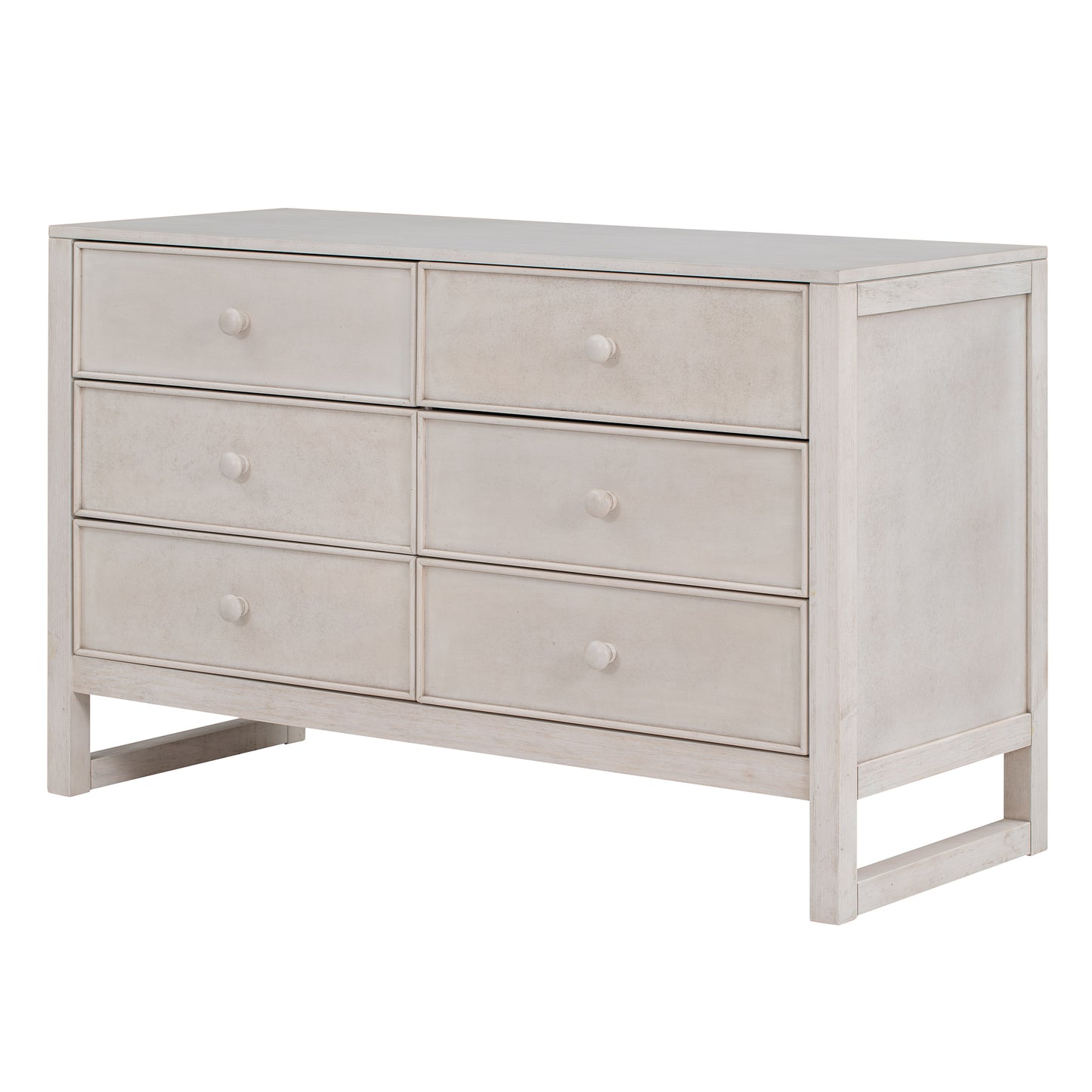 Elegant Vintage 6-Drawer Dresser: Antique White Wood Storage Cabinet