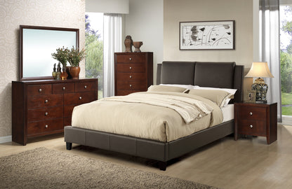 Niki Faux Leather Upholstered Queen Size Bed - Brown