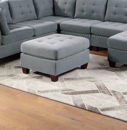 Tufted Fabric Ottoman - Grey