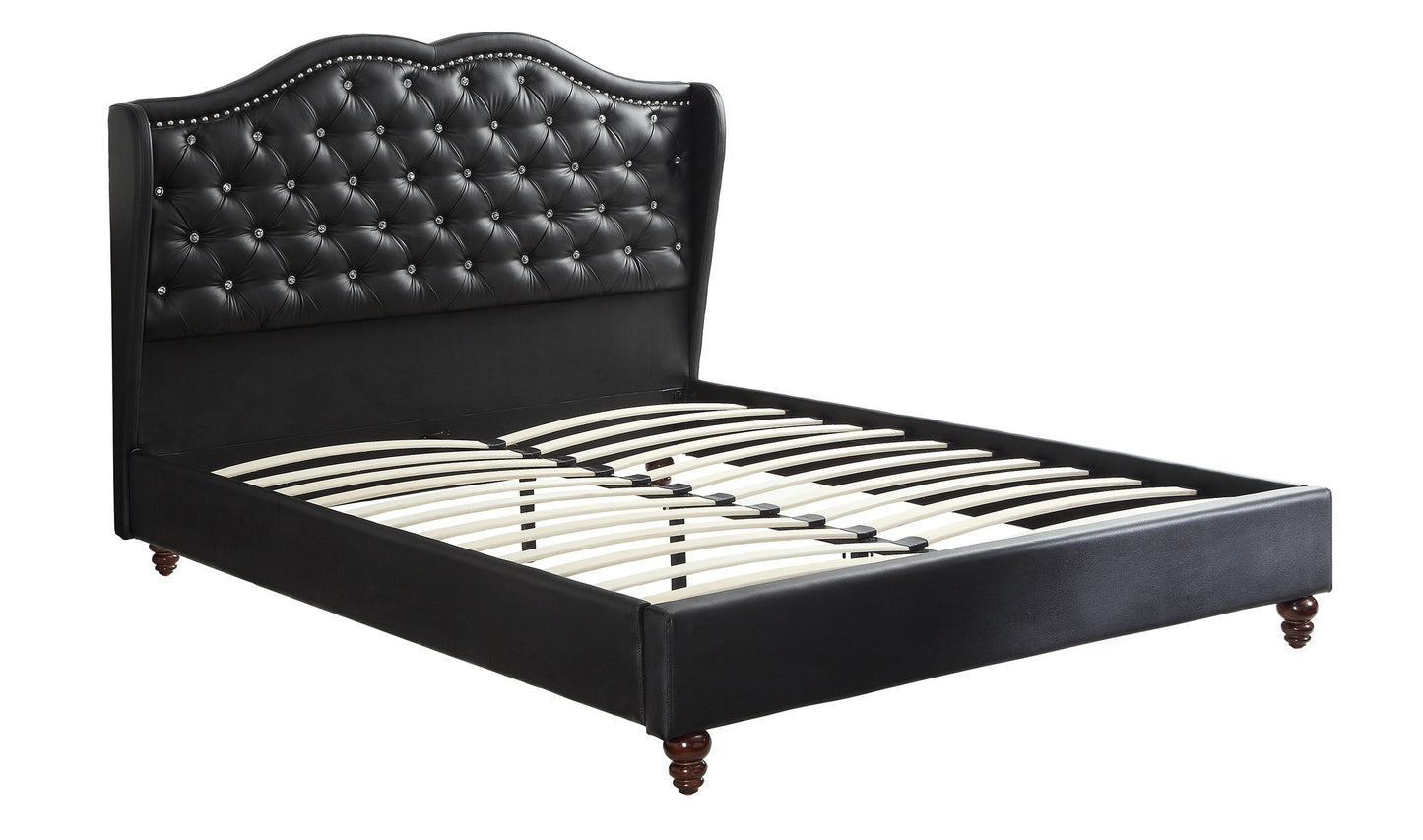 Dexter Wingback Design Queen Size Bed - Black