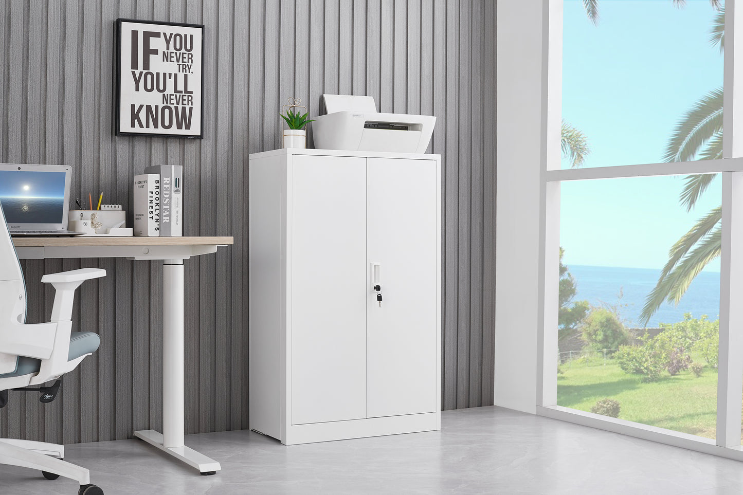 Secure Guard Storage Metal Cabinet - White