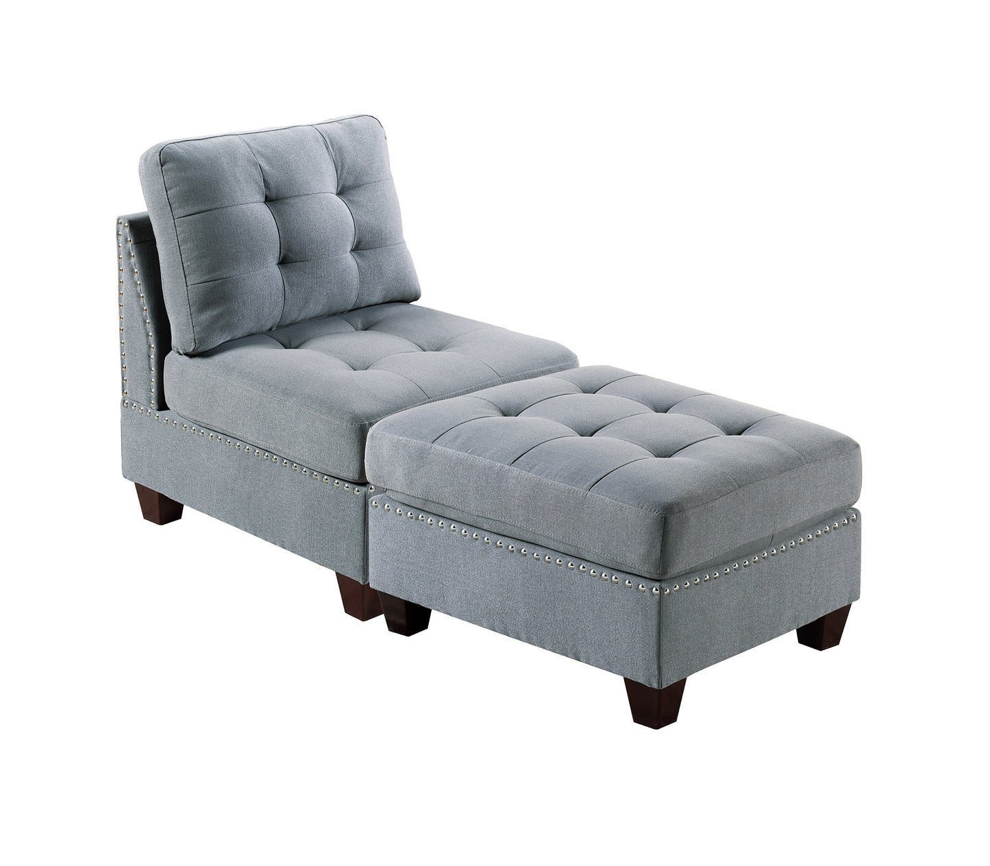 Tufted Fabric Ottoman - Grey