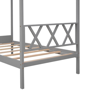 Twin Wood House Bed with Smart Storage