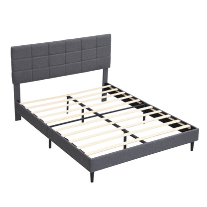 Elegant Queen Size Platform Bed Frame - Gray
