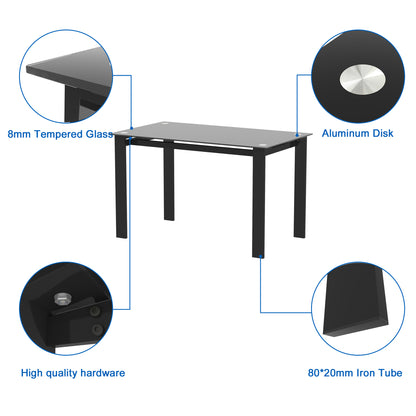 Elegant Black Glass Dining Table