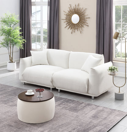 Versa Round Ottoman Set with Storage - Beige