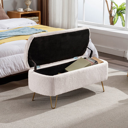 Elegant Gold Haven Storage Ottoman Bench