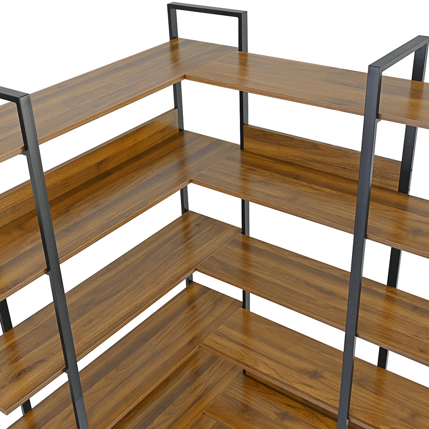 Stainless Steel Frame Corner 6-tier Shelves - Brown
