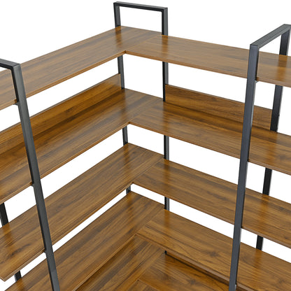 Stainless Steel Frame Corner 6-tier Shelves - Brown