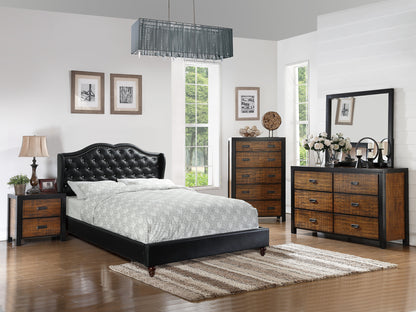 Dexter Wingback Design Queen Size Bed - Black