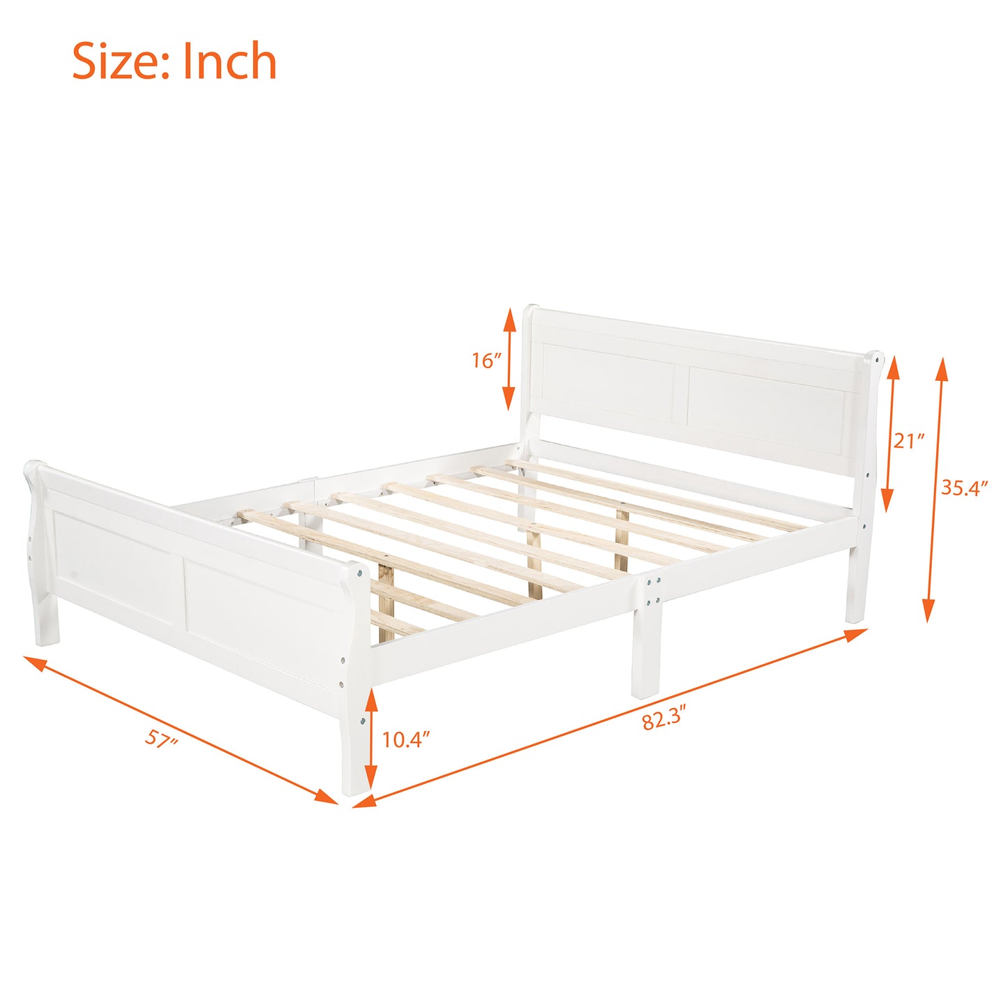 Urban Fusion Full Size Wood Platform Bed - White