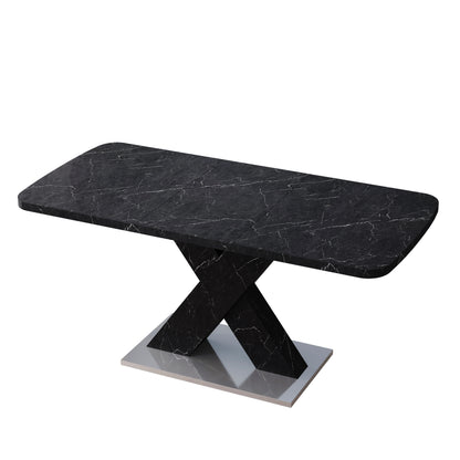 Black Marble X Dining Table