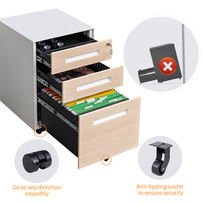 Compact 3 Drawer Mobile File Cabinet - Chery