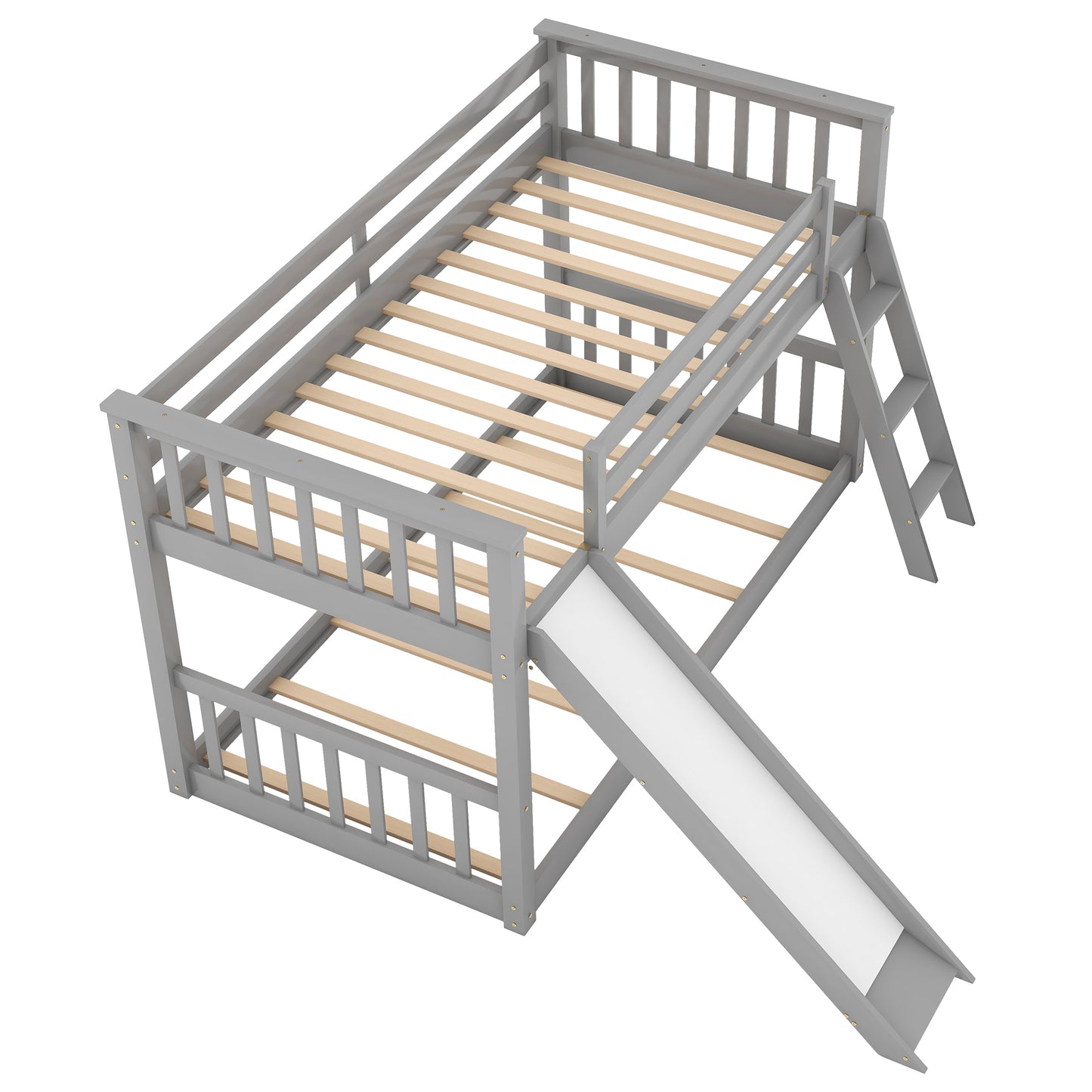 Slide and Climb Twin Bunk Bed, Gray