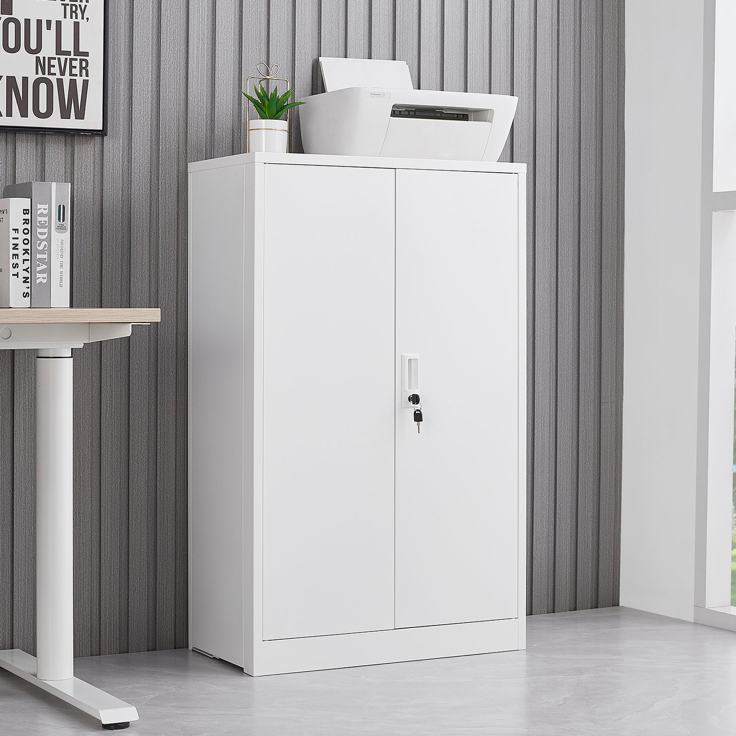 Secure Guard Storage Metal Cabinet - White