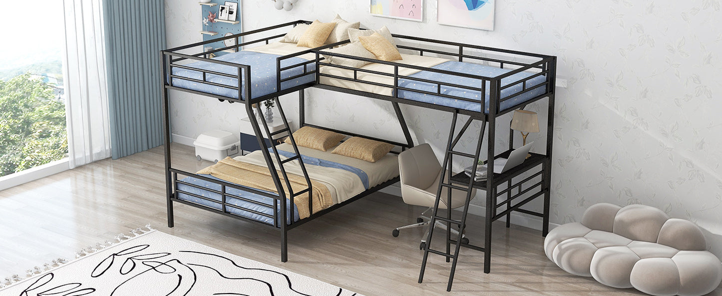 Luminous Lair Metal Twin Loft Bed with Desk