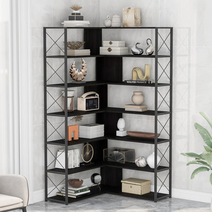 L-Shaped Corner Bookcase - Black