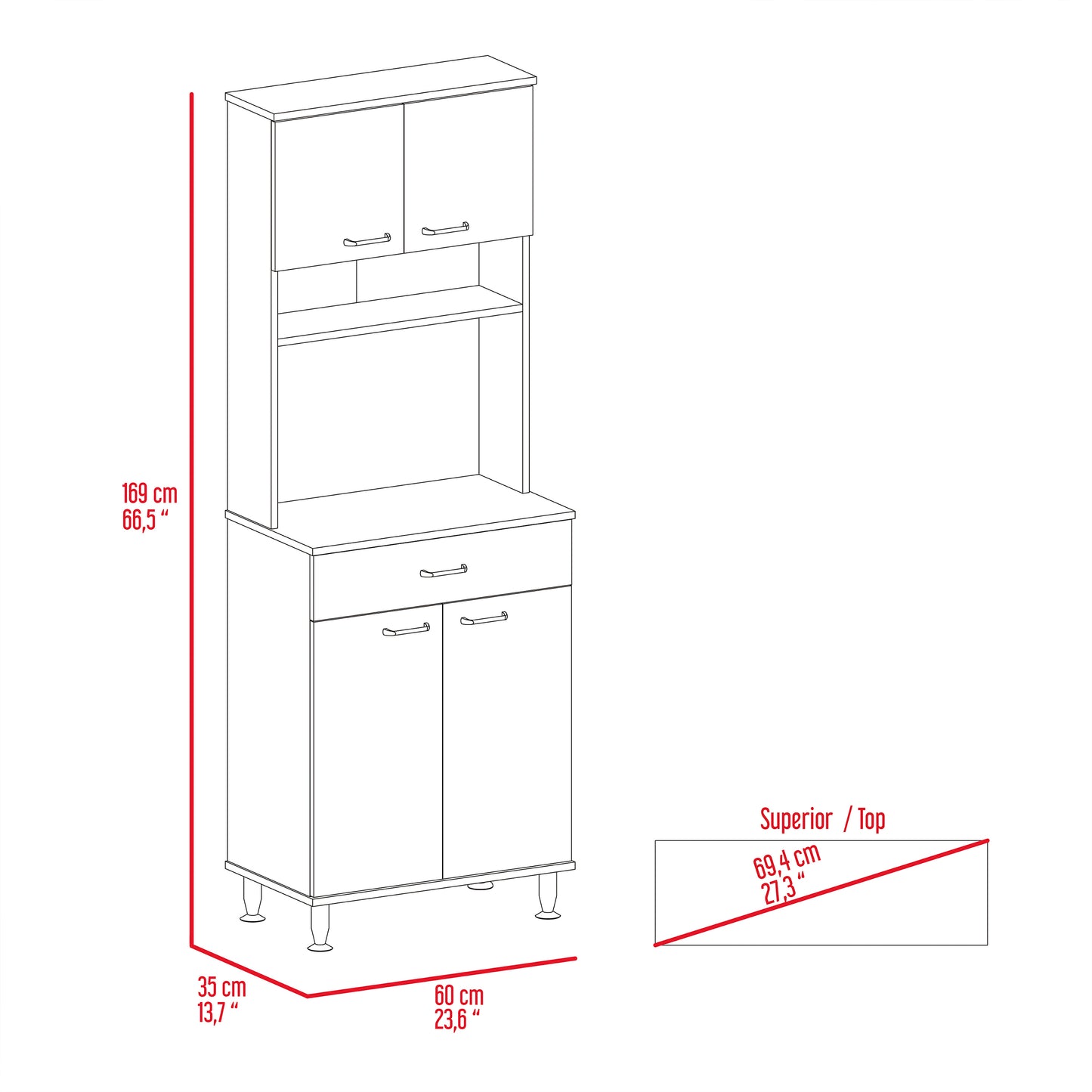Pure Kitchen Pantry with Countertop - Light Oak